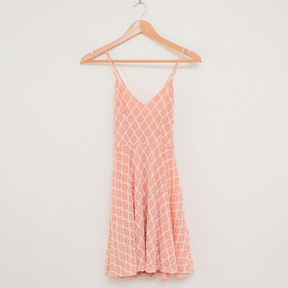 UO Kimchi Blue Boho Pink Crochet Dress